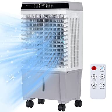 1800 CFM Swamp Cooler,Evaporative Air Cooler with Remote Control,Air Cooler for Bedoom,Home,Office Light Grey