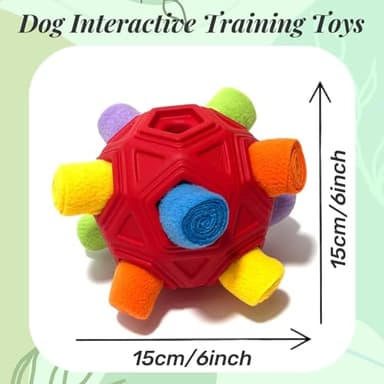 CIIVURR Snuffle Ball for Dog Toys Unbreakable Upgrade Ball Interactive Toy Foraging Snuffle Mat Puppy Treat Dispenser Slow Feeder Dog Puzzle Toys for Small, Medium, Large Pets (Red Rainbow) - Image 4