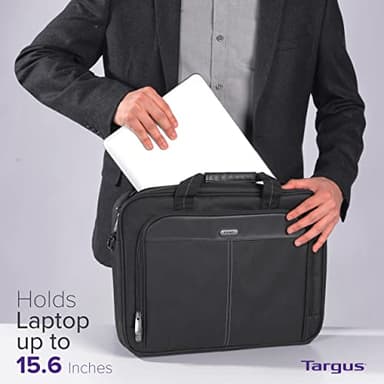 Targus 15-16 Inch Classic Slim Laptop Bag, Black - Ergonomic Briefcase and Messenger Bag - Spacious Foam Padded Laptop Bag for 16" Laptops and Under (TCT027US) - Image 5