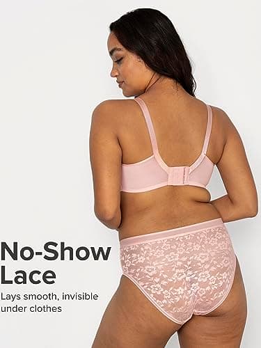 Curvy Couture Women's High Cut Brief Underwear, Blushing Rose Lace - Image 4