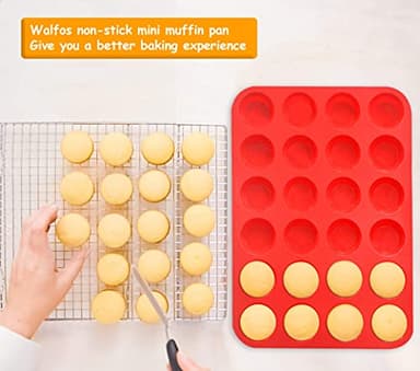 Walfos Mini Silicone Muffin Pan - 24 Cups, BPA Free and Dishwasher Safe, Non-stick Silicone Cupcake Baking Pan, Great for Making Muffin Cakes, Tart, Bread - Image 8