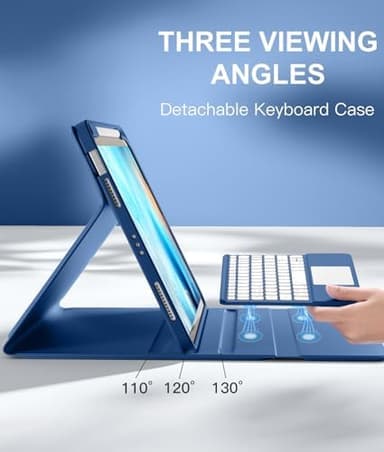 Compatible with iPad Air 11 Inch & Air 5th/ Air 4th Generation Case with Keyboard - Multi-Touch Trackpad, 7-Color Backlit, Detachable Folio Cover for Air 11-inch M3/M2 (2025/2024) (Navy Blue - Image 6