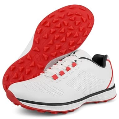 Zakey Golf Shoes Men Sipkeless Golf Wears for Male Golfers Sneakers Outdoor Walking Footwears (9.5,WhiteRed) - Image 1