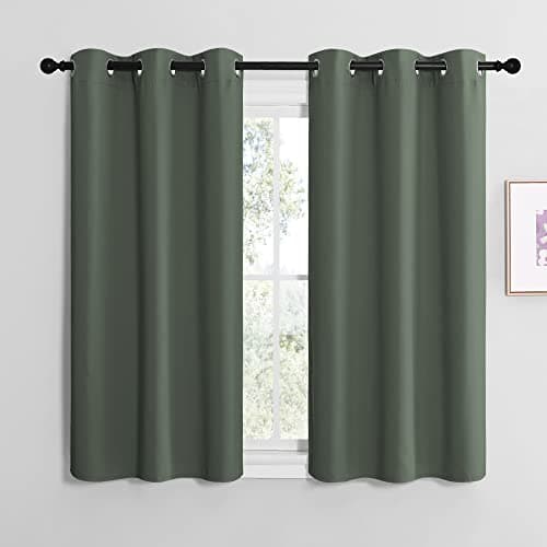 NICETOWN Blackout Curtain Panels, Home Decoration Thermal Insulated Solid Grommet Blackout Drape for Dining Room (Dark Mallard, 1 Pair, 42 by 50-Inch) - Image 1