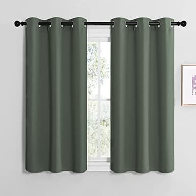 NICETOWN Blackout Curtain Panels, Home Decoration Thermal Insulated Solid Grommet Blackout Drape for Dining Room (Dark Mallard, 1 Pair, 42 by 50-Inch) - Image 1