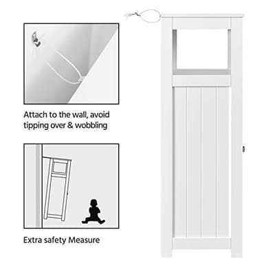 Yaheetech Bathroom Floor Cabinet Wooden Storage Organizer with 1 Door and 3 Drawers, Free-Standing Cupboard for Kitchen/Living Room/Bathroom Use, White - Image 9