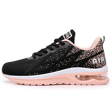GANNOU Women's Athletic Running Shoes Fashion Sport Gym Jogging Tennis Fitness Sneaker Peachblack 8 B(M) US - Image 1