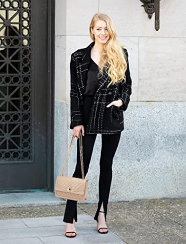 LOVEVOOK Shoulder Bag for Women Quilted Crossbody Purse,Leather Chain Bag for Gift Classic Satchel Handbag Nude - Image 8