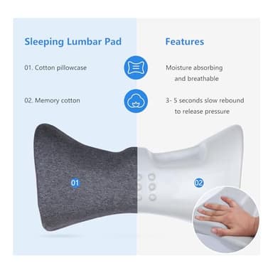COMFYTHERA Lumbar Support Pillow for Sleeping Memory Foam Back Lumbar Support Cushion for Lower Back Pain Relief, Back Support Bed Pillow Waist Support Back Sleepers (Dark Grey) - Image 6