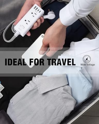 Power Strip Surge Protector - One Beat 6 Widely Outlets with 4 USB Ports (2 USB C), 5 Ft Extension Cord Flat Plug, Wall Mount Outlet Extender Small Power Strip for Travel Home Office College Dorm Room - Image 7