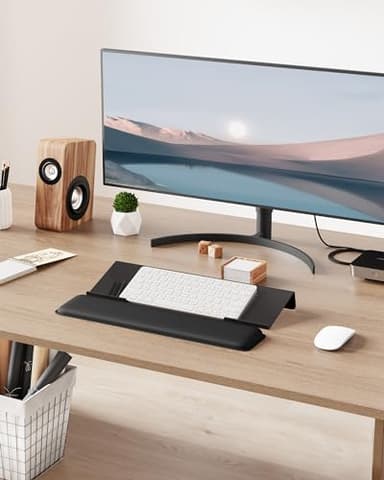 Laborio Computer Keyboard Wrist Rest Stand for Desktop, Keyboard Holder for Easy Typing with Wrist Pad for Office Desk, Home, School (Black) - Image 7