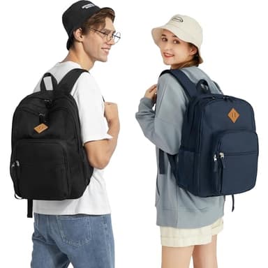 abshoo Classical Basic Womens Travel Backpack For College Men Water Resistant Bookbag (Black) - Image 2