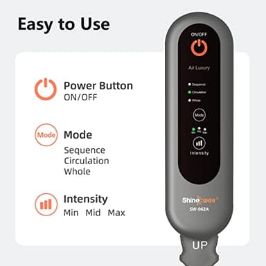 SHINE WELL Leg Compression Massager, Air Compression Massager for Circulation and Pain Relief, 3 Modes 3 Intensities 2 Extenders and Adjustable Wraps, Gift for Family or Friend - Image 6