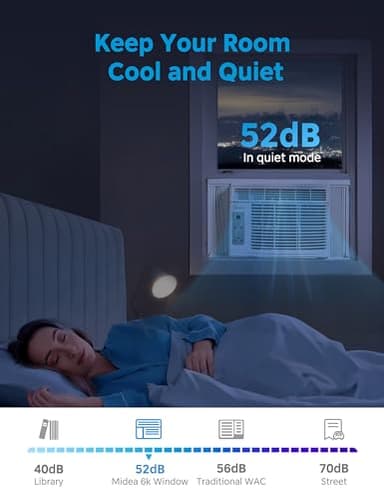 Midea 6,000 BTU Window Air Conditioner, 3-in-1 Cool/Fan/Dehumidifier Window AC Unit, Easycool Air Conditioner with Remote Control, Cools up to 250 Sq. Ft., Fits bedroom, study, office (2024 Upgrade) - Image 4