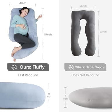 MOON PARK Pregnancy Pillows for Sleeping - U Shaped Full Body Maternity Pillow with Removable Cover - Support for Back, Legs, Belly, HIPS - 57 Inch Pregnancy Pillow for Women - Grey - Image 7