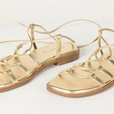 The Drop Women's Haven Lace Up Gladiator Sandal, Gold, 7 - Image 6