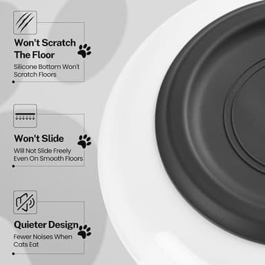 Kitwinney Cat Food Bowls, Whisker Friendly Ceramic Cat Bowls with Nonslip Silicone Bottom, Pack of 3 Quiet Cat Dishes and Plates for Feeding Indoor Cats, Kittens and Small Dogs(Fishbone) - Image 3