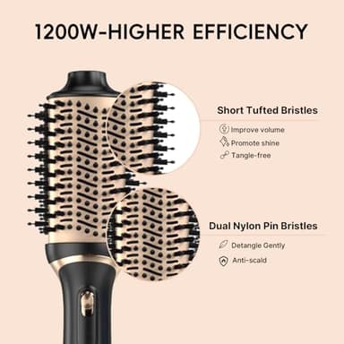 Nycoba Hair Dryer Brush Set, Multifunctional Hot Air Brush for Salon Blowouts, Negative Ion Technology & Quick Drying, Shiny and Less Frizz, Black Orange - Image 7