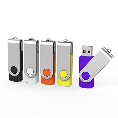 Aiibe 5 Pack 64GB USB Flash Drive 64 GB Flash Drives Thumb Drive Swivel USB Stick USB 2.0 Pen Drive (64G, 5 Mixed Colors: Black Red Yellow White Purple) - Image 1