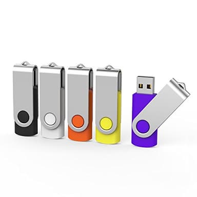 Aiibe 5 Pack 64GB USB Flash Drive 64 GB Flash Drives Thumb Drive Swivel USB Stick USB 2.0 Pen Drive (64G, 5 Mixed Colors: Black Red Yellow White Purple) - Image 1