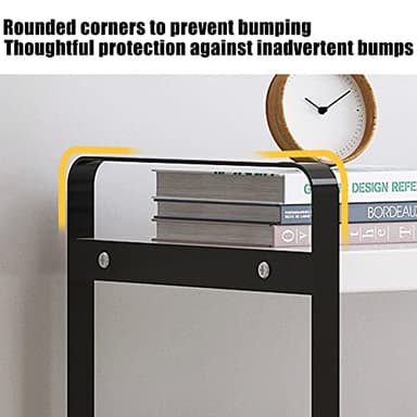 YGYQZ Wood Office Desk Shelf Organizer - Desktop Supplies Cute Dresser Top Organization Storage Rack and Cubicle Decor Aesthetic Bookshelf for Women Man and Kids (Black-Two Tier) - Image 4