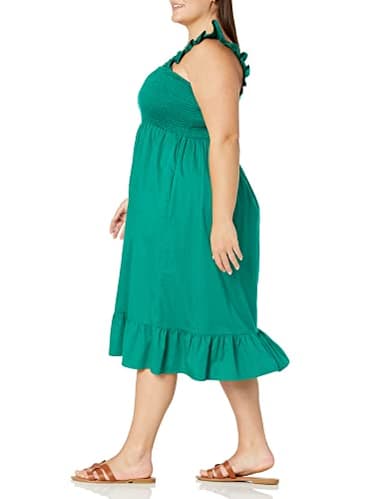 The Drop Women's Kimi Ruffled Shoulder Smocked Midi Dress, Ultramarine Green, 2X, Plus Size - Image 7