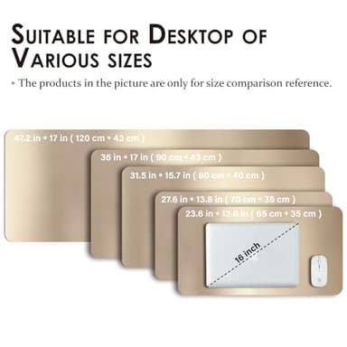 Large Desk Mat - 47.2"x 17" Non-Slip PU Desk Pad for Office and Home - Ideal for Large Mouse Pad and Desk Mats on Top of Desks(Champagne Gold) - Image 5