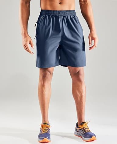 MIER Men's Athletic Shorts Dry Fit Workout 7" Lightweight Sports Gym Running Shorts Basketball Training with Zipper Pockets, Deep Blue, XX-Large - Image 6