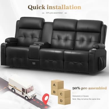 Recliner Sofa, Massage Reclining 3 Seater Sofa Sets Heavy Weight Capacity, RV Loveseat Couch Clearance with Console, USB, Type C Port, Storage, Cup Holders, Wall Hugger Chair for Living Room - Image 6