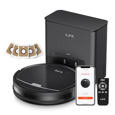 ILIFE V9 Pro Robot Vacuum and Mop Combo, Self Emptying Robot Vacuum Cleaner, 3000Pa Strong Suction, Gyro Navigation, App/Alexa/Remote Control, Works with 2.4G Wifi, Ideal for Hard Floors, Black - Image 1