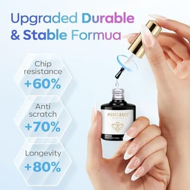 modelones Gel Top Coat, 15ml No Wipe Gel Nail Polish High Gloss Top Coat Shiny Long Lasting Clear Top for Acrylic Nails, Need U V/LED Lamp for Home DIY Gift and Summer Nail Salon - Image 5