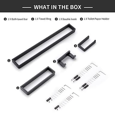 YACVCL 4-Piece Matte Black Bathroom Hardware Accessories Set, Bath Towel Bar Set SUS304 Stainless Steel, Round Towel Racks for Bathroom Wall Mounted - Image 8