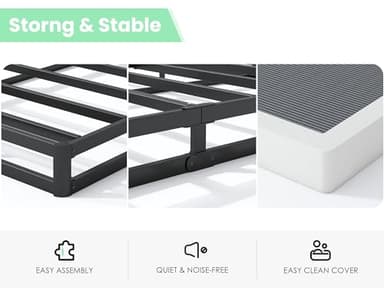 QEROMY 3 Inch Low Profile Box Spring, Sturdy Metal Frame Mattress Foundation, Easy Assembly, Quiet & Noise-Free, Queen Size - Image 5