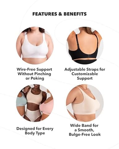 SHAPERMINT Bras for Women No Underwire - Seamless Bras for Women, Wireless Bra, Adjustable Seamless Bra, Plus Sizes White - Image 5