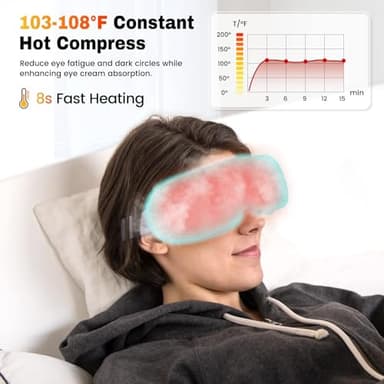 klobela Eye Massager with Heat,Heated Eye Mask, Compression Massage,Eye Massager for Migraine Relief, Reduces Dark Circles & Strain, Improves Sleep, Ideal Gift for Men/Women,White - Image 3
