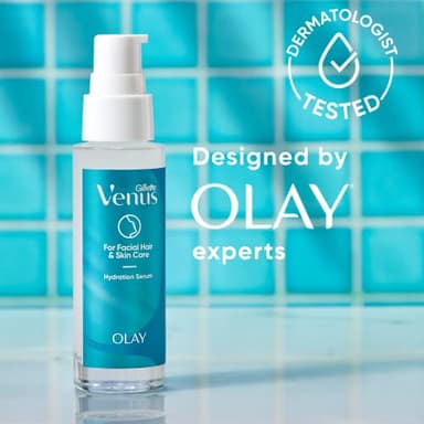 Gillette Venus Facial Hydration Serum with a Touch of Hyaluronic Acid, 1.5 oz Bottle, Use Post Dermaplaning Tool, Dermaplaning Moisturizer, Dermaplane Oil, Dermaplane Moisturizer, Pre Eyebrow Razor - Image 3