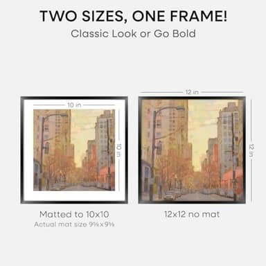 Homeforia Black 12x12 Picture Frames, High End Metal 12 x 12 Square Poster Frame with Mat 10 x 10 Photo, 12x12 Black Frame Matted to 10x10 Print, 12by12 Thin Frames, Tempered Glass, Wall Kit, Set of 1 - Image 3