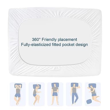 Full Size Mattress Protector Pad Waterproof Quilted, Breathable & Cooling Full Mattresses Pad Cover Fitted for Double Bed with Deep Pocket Up to 14", (White) - Image 6