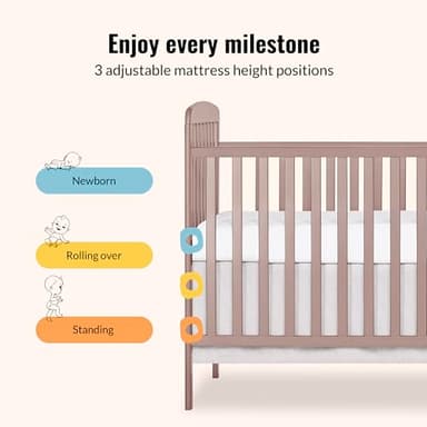 Dream On Me Anna 4 in 1 Full Size Crib and Changing Table Combo in Brown Sugar, Greenguard & JPMA Certified, Converts from Baby Crib to Toddler Bed and Day Bed - Image 6