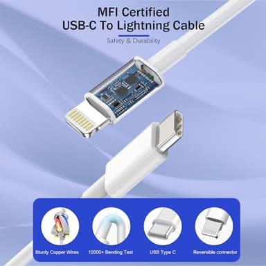 【Apple MFi Certified】Fast Charger iPhone,Fast i Phone Charging Cord 3Pack iPhone Charger Fast Charging Plug Block 6FT USB C to Lightning Cable for iPhone 14/14 Pro Max/Plus/13 Mini/12/11/XR/XS,AirPods - Image 4
