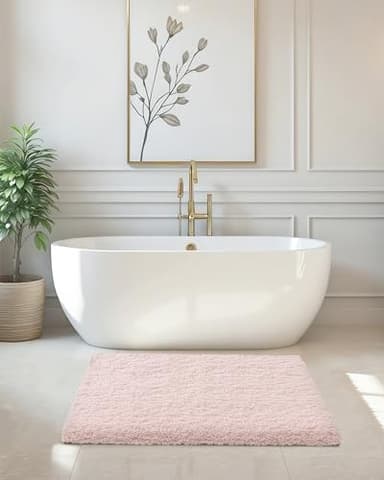 ILANGO Pink Bathroom Rugs 36" × 24" Non Slip & Super Absorbent Extra Thick Soft, Washable Bath Mat for Floor, Non Shedding Microfiber Plush Shaggy Bath Rug with Rubber for Bathtub Shower Room Sink - Image 3