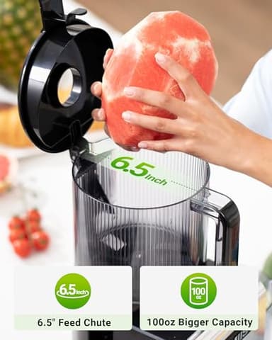Cold Press Juicer Machines – 6.5'' Large Feed Chute for Whole Fruits & Vegetables, High Juice Yield, Easy To Clean - Image 2