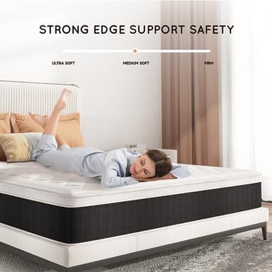Z-hom Mattress Full Size, 10 Inch Hybrid Euro Top Bed in a Box, Individually 5-Zone Pocketed Spring Mattress for Pressure Relief & Motion Isolation, Plush Foam Innerspring, Black - Image 4