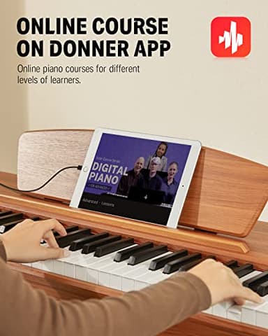 Donner DDP-80 Digital Piano 88 Key Weighted Keyboard, Full-size Electric Piano for Beginners, with Sheet Music Stand, Triple Pedal, Power Adapter, Supports USB-MIDI Connecting, Retro Wood Color - Image 8