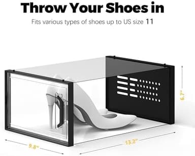 SEE SPRING X-Large Shoe Storage Box Fit Size 11, Clear Plastic Stackable Shoe Organizer for Closet, Space Saving Sneaker Shoe Rack Containers Bins Holders for Entryway, Under Bed, 12 Pack Black - Image 5