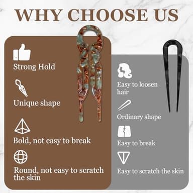 Prestige French Hair Pins - Serrated Anti-Slip Design, Curved Angle for Better Head Fit, New Elegant Hair Accessories for Women, Suitable for All Hair Types(4pcs) - Image 3