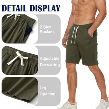 AKuVoL Men's Hiking Cargo Shorts Drawstring Shorts with Multiple Pockets Golf Camping Outdoor Summer Beach Shorts Army Green US 42 - Image 2