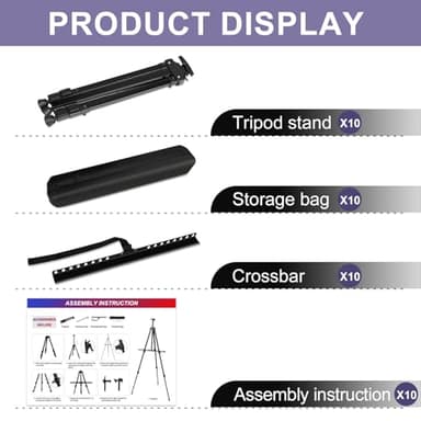 AROIC10 Pack Painting Display Easel Stand Portable Adjustable Metal Tripod Artist Canvases Height from20to66Inch Extra Sturdy forTable-Top/Floor Painting, Drawingand Displaying,Black with10StorageBag - Image 3