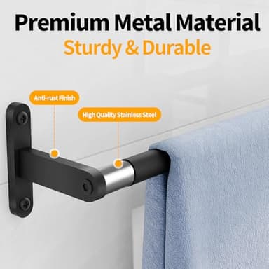 Towel Racks for Bathroom 24 Inch, Towel Bar for Bathroom Wall, Heavy Duty Bathroom Hand Towel Holder Organizer, Single Bath Towel Bar Wall Mounted, Matte Black - Image 4