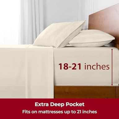 Mellanni Extra Deep Full Sheets - 4 PC Iconic Collection Bedding - Hotel Luxury, Ultra Soft, Cooling Bed Sheets - Wrinkle, Fade, Stain Resistant (Full, Golden Ivory) - Image 6